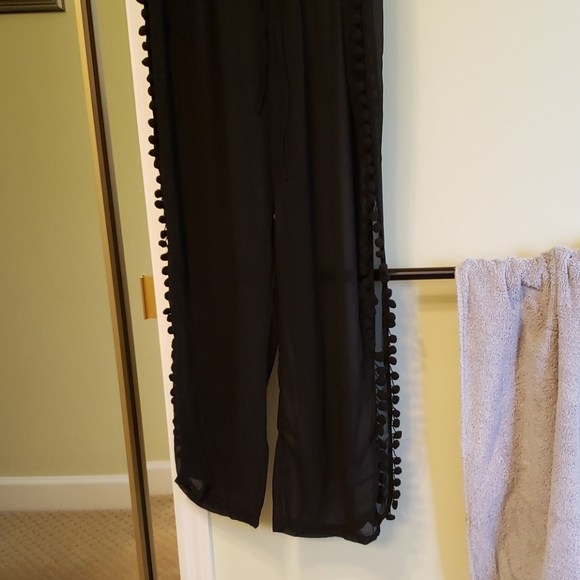 Black Pom Pom Split Beach Trouser - Picture 7 of 7